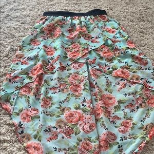 Lemon drop high to low flowery skirt